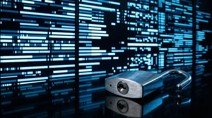 A hand holding a smartphone displaying chat bubbles with a visual effect of blue light trails and energetic sparks on a black background.